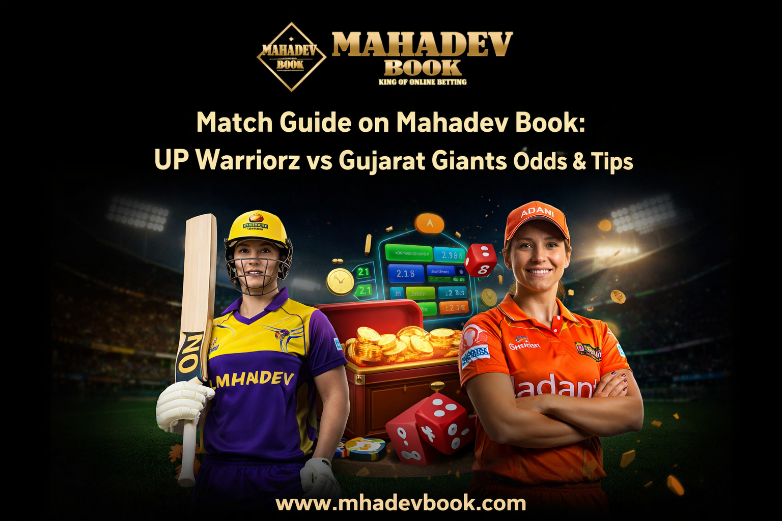 You are currently viewing Match Guide on Mahadev Book: UP Warriorz vs Gujarat Giants Odds & Tips